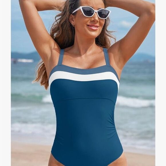 SZ Med One Piece Swimsuit Women Athletic Bathing Suits Color Block Womens - Picture 4 of 4